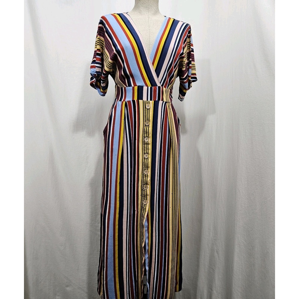Harper Heritage Surplice Maxi Dress Womens Medium Color Stripe Vibrant Regency